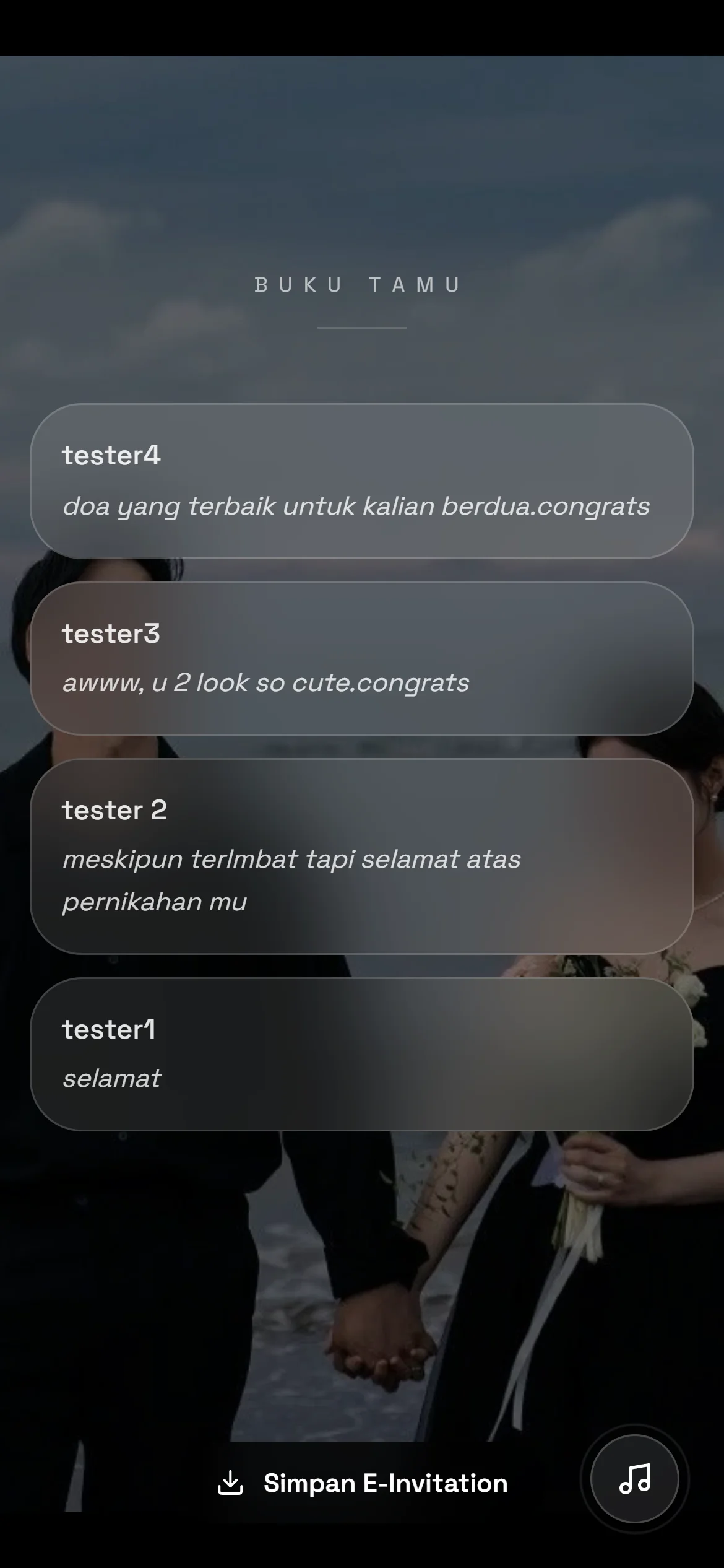 Ucapan & Doa Tamu Real-Time